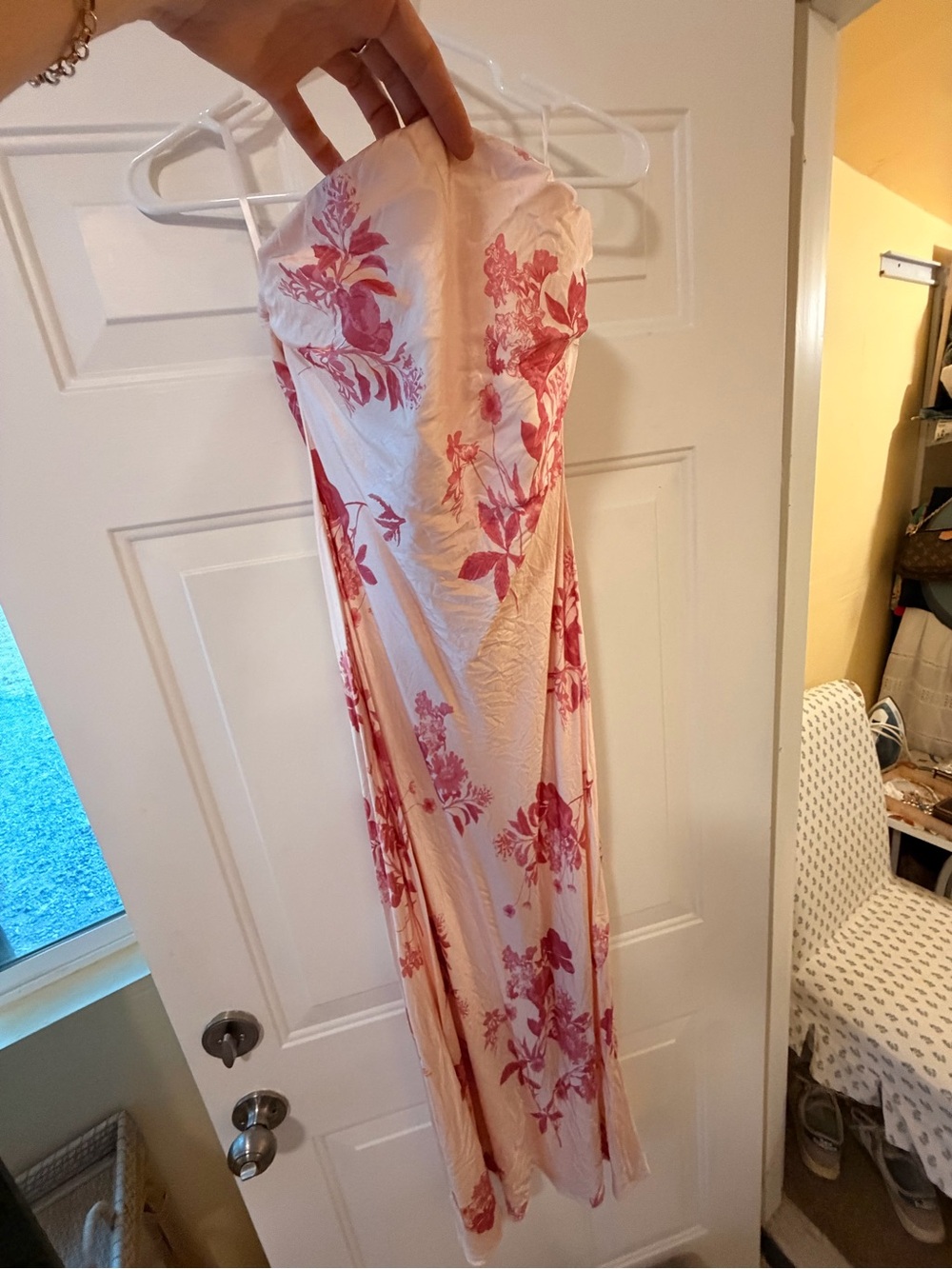Quince Strapless Floral Slip Dress in Blush and Rose - Picture 4 of 4